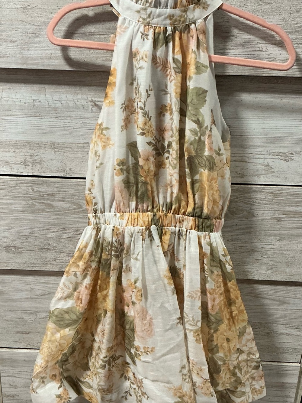 Backless Floral Halter Dress for Women - Yellow & Green